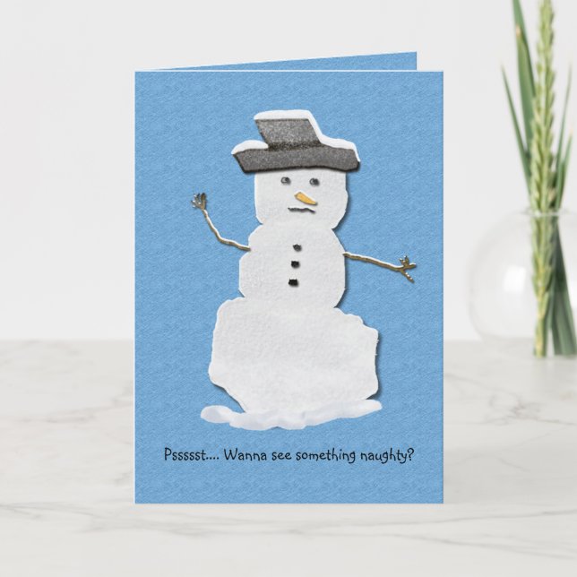 Naughty Snowman Card Feiertagskarte (Vorderseite)