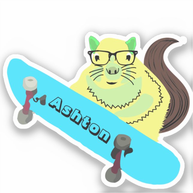 Naughty Squirrel #1019 Individuelle Name Skate Aufkleber (Vorderseite)
