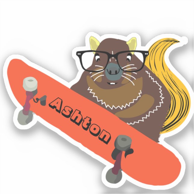 Naughty Squirrel #1033 Individuelle Name Skate Aufkleber (Vorderseite)