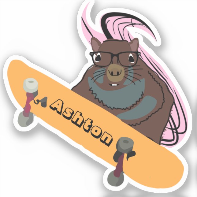 Naughty Squirrel #1037 Individuelle Name Skate Aufkleber (Vorderseite)