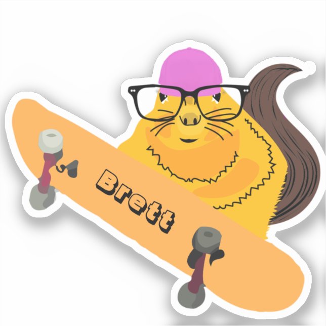 Naughty Squirrel #886 Brett Skateboarding Aufkleber (Vorderseite)