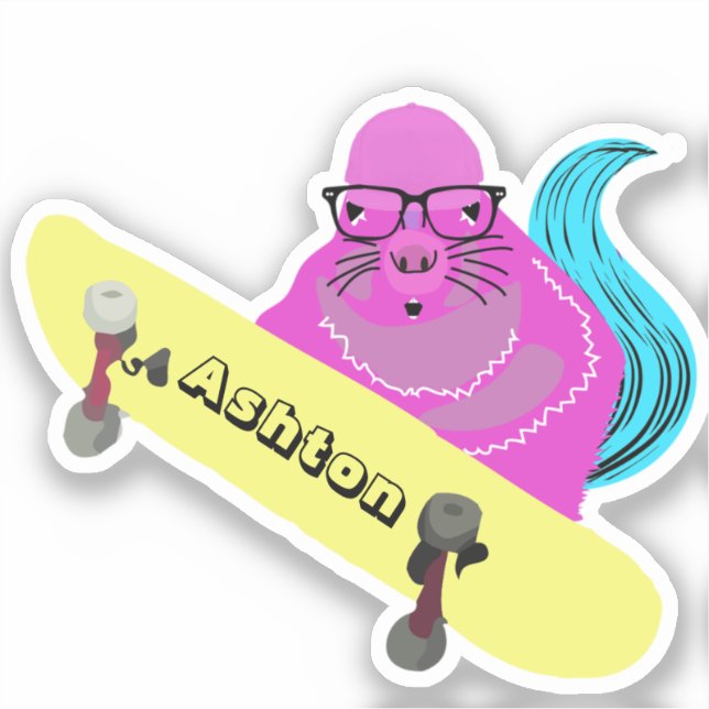 Naughty Squirrel #963 Individuelle Name Skate Aufkleber (Vorderseite)