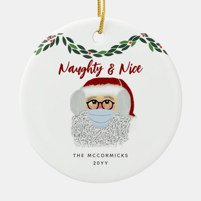Naughty und Nice Funny Funny Weihnachten Keramik Ornament (Vorne)