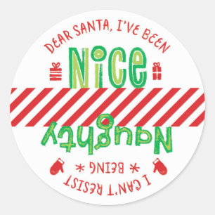 Naughty und Nice Santa Holiday Weihnachtssticker Runder Aufkleber