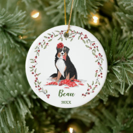 Naughty Watercolor Burnese Dog Foto Memory Keramik Ornament