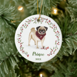 Naughty Watercolor Mops Dog Foto Memory Keramik Ornament