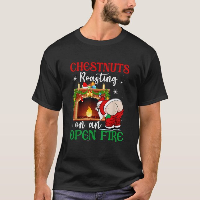 Naughty Weihnachts-Kastanien auf einem Op braten T-Shirt (Vorderseite)
