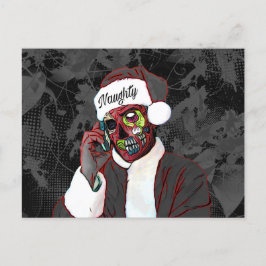 Naughty Zombie Christmas Postcard Feiertagspostkarte
