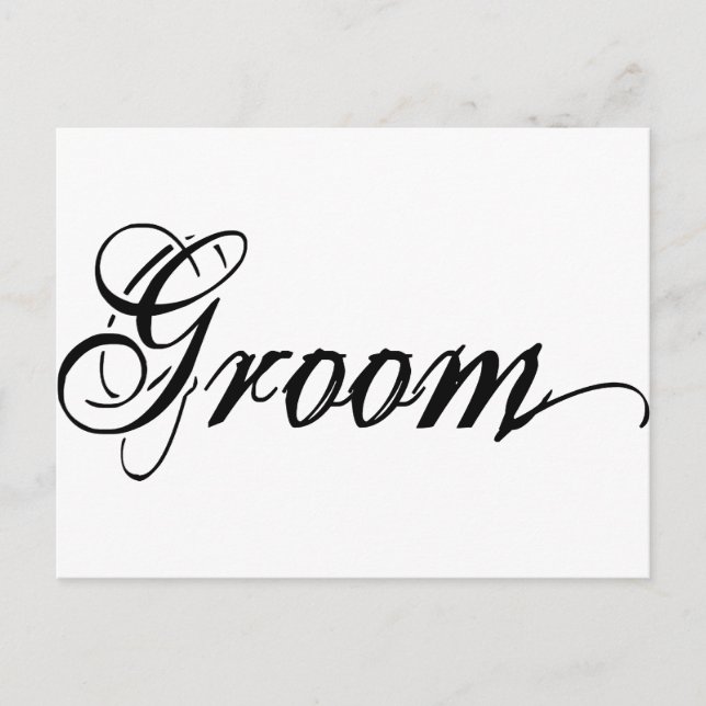 Naughy Grunge Script - Groom Black Postkarte (Vorderseite)
