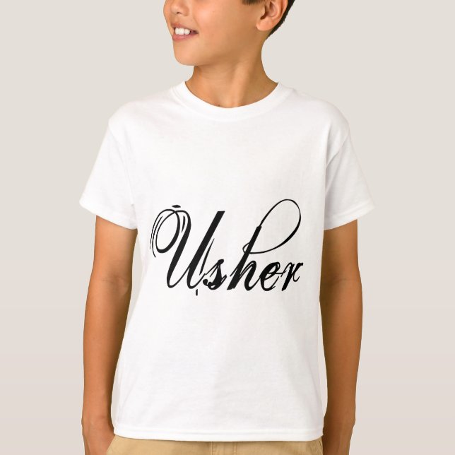 Naughy Grunge Script - Usher Black T-Shirt (Vorderseite)