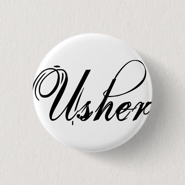 Naughy Schmutz-Skript - Usher-Schwarzes Button (Vorderseite)