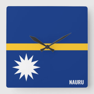 Nauru Flag Dazzling Patriotic Quadratische Wanduhr