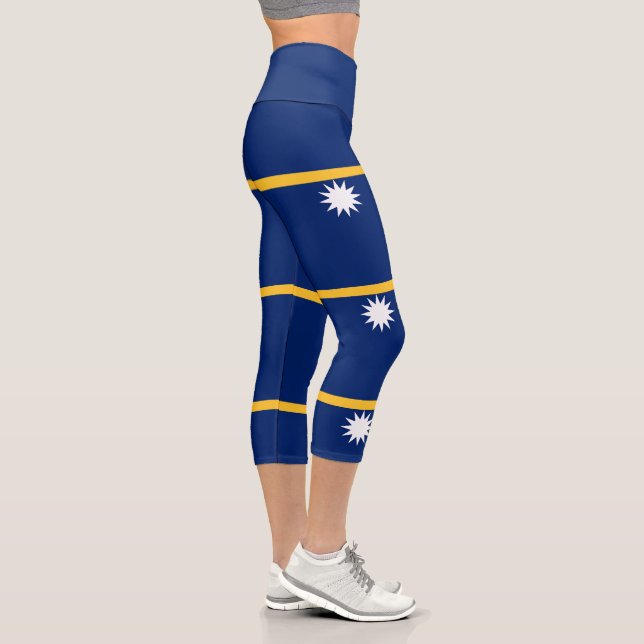 Nauru-Flagge Capri Leggings (Rechts)