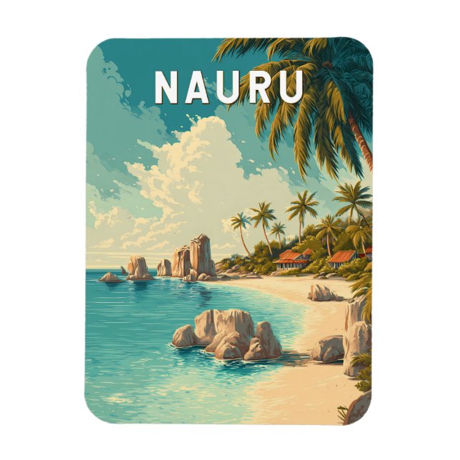 Nauru Illustration Reise Kunst Vintage Magnet (Vertikal)