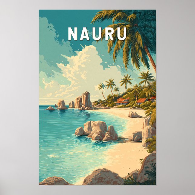Nauru Illustration Reise Kunst Vintage Poster (Vorne)