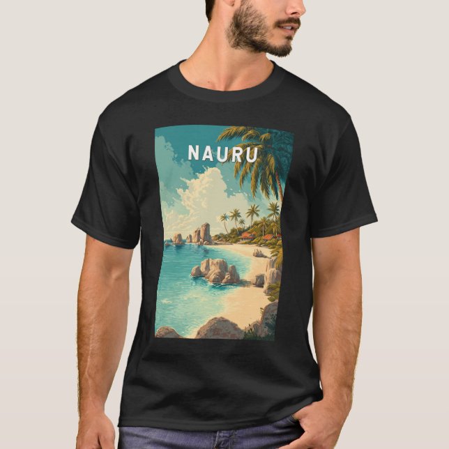 Nauru Illustration Reise Kunst Vintage T-Shirt (Vorderseite)