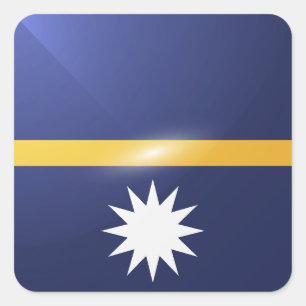 Nauru quadratische glänzende Flagge Quadratischer Aufkleber