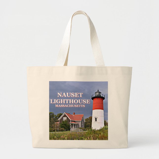 Nauset Lighthouse, Cape Cod Massachusetts Tote Bag Jumbo Stoffbeutel (Vorne)