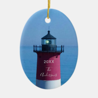 Nauset Lighthouse Dated Script Name Keramik Ornament