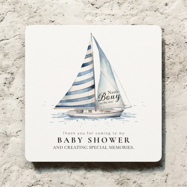 Nauti Bouy Baby Shower Sailboat Watercolor  Dankeskarte (Von Creator hochgeladen)