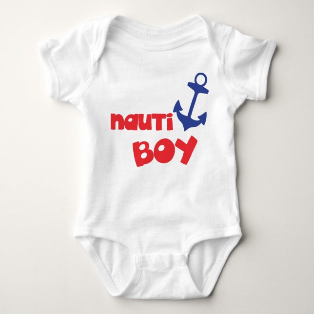 Nauti Boy, Bootanker, Segler, Segeln, Wassersport Baby Strampler (Vorderseite)