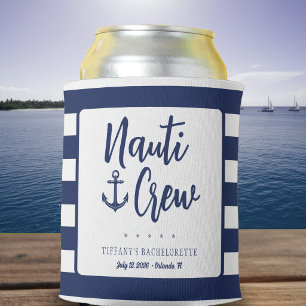 Nauti-Crew-Anker-gestreifte-nautische-Junggesellin Dosenkühler