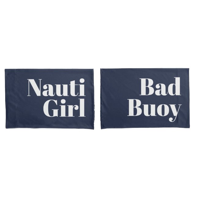 Nauti Girl Bad Buoy Seine eigenen weißen Skripte n Kissenbezug (Vorderseite-Set)