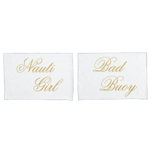 Nauti Girl Bad Buoy Seine Hers Gold Script Nautic Kissenbezug