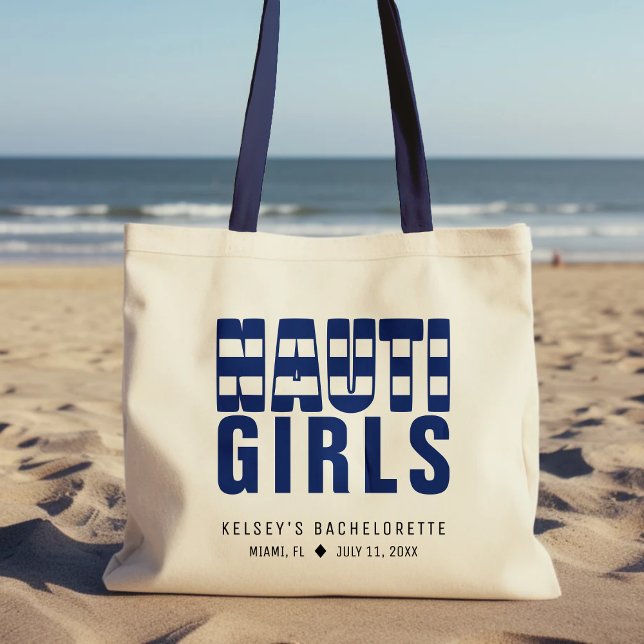 Nauti Girls Nautical Striping Junggeselinnen-Absch Tragetasche (Nauti Girls Striped Bachelorette Party Tote Bag
)