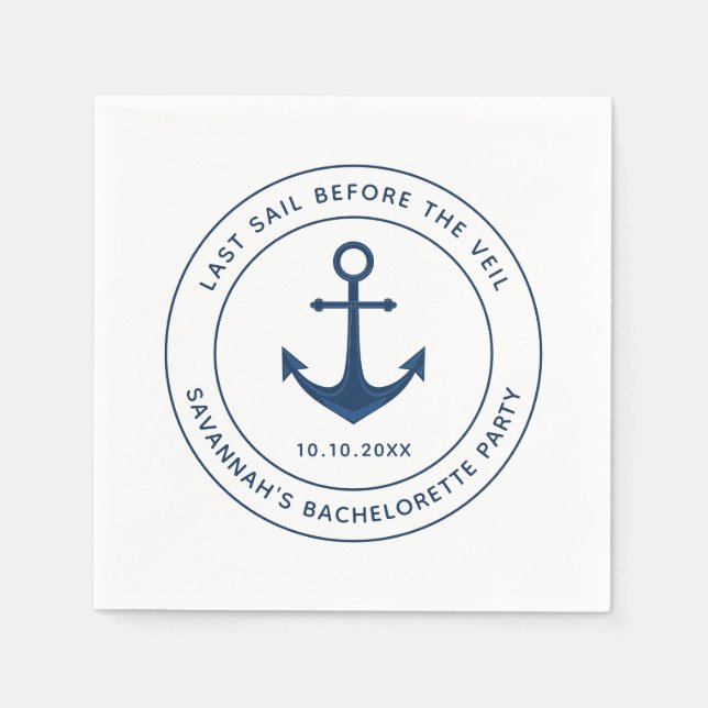 Nauti Junggeselinnen-Abschied letzte Segel vor dem Serviette (Vorderseite)
