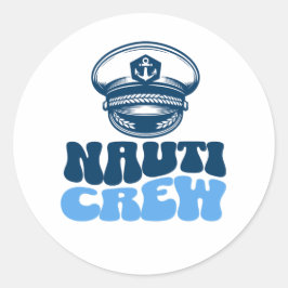 Nauti Nautical bachelorette party crew Runder Aufkleber