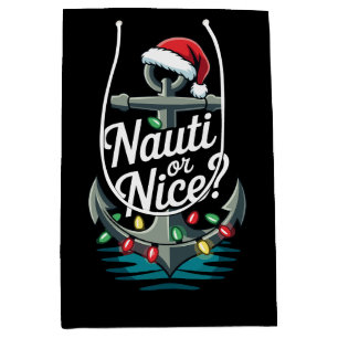 Nauti oder nette Weihnachts-Anker-Santa-Hut-Lichte Mittlere Geschenktüte