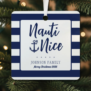 Nauti oder Nice Anker gestreifte Frohe Weihnachten Ornament Aus Metall