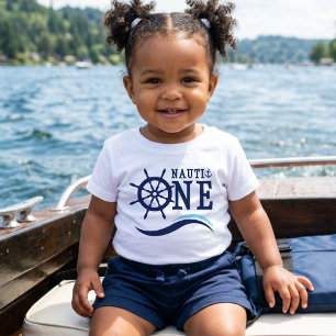 Nauti One Nautical 1. Geburtstag Blaues Schiffsrud Baby T-shirt