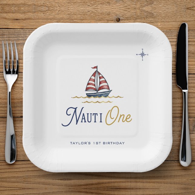 Nauti One Segelboot 1. Geburtstagsfeier Pappteller (Von Creator hochgeladen)