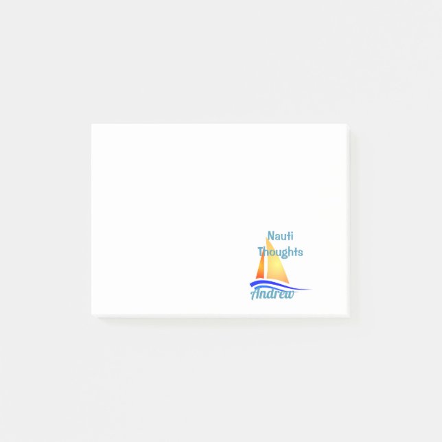 Nauti Thoughts Nautical Sailboat Post-it Klebezettel (Vorderseite)