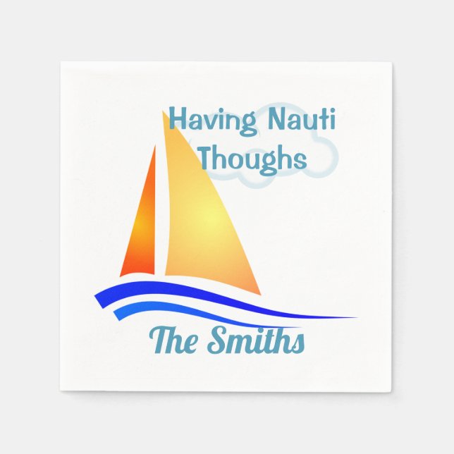 Nauti Thoughts Nautical Sailboat Serviette (Vorderseite)