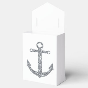 Nautial Anchor Silver Gliter Gastgeschenk Hochzeit Geschenkschachtel
