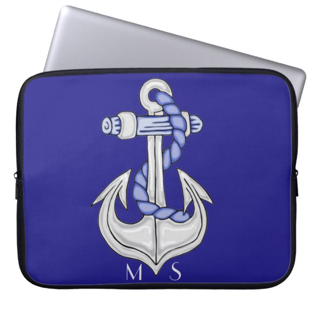 Nautic Anchor 2 Monogram Laptop Sleeve (Vorderseite)