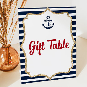 Nautic Anchor Ahoy Gift Table Party Sign Sockelschild