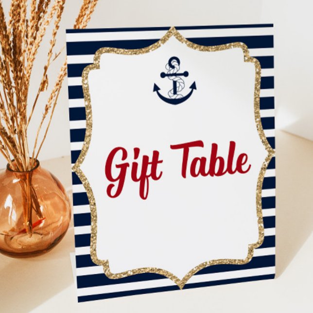 Nautic Anchor Ahoy Gift Table Party Sign Sockelschild (Von Creator hochgeladen)