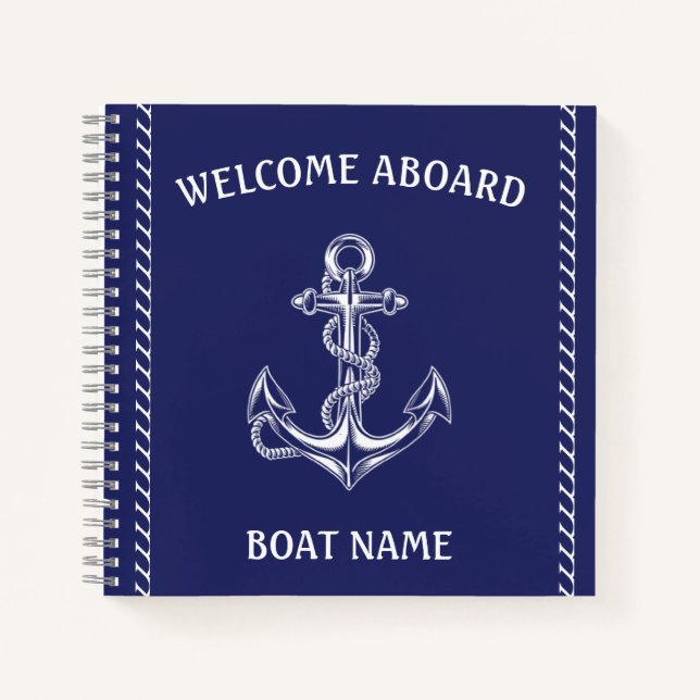 Nautic Anchor and Rope Blue Notizbuch (Vorderseite)
