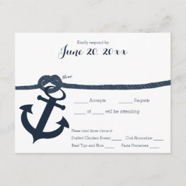 Nautic Anchor and Rope Response Dark RSVP Karte