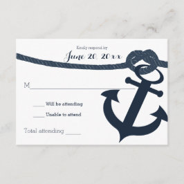 Nautic Anchor and Rope Wedding Response Dark RSVP Karte