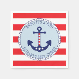 Nautic Anchor Baby Shower Boy Patriotic Serviette