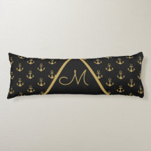 Nautic Anchor Black Monogram Body Pillow