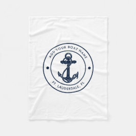 Nautic Anchor Boat Name Navy Blue Boating Swag Fleecedecke
