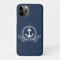 Nautic Anchor Boat Name Navy Blue
