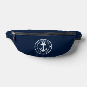 Nautic Anchor Boat Name Navy Blue Custom Bauchtasche
