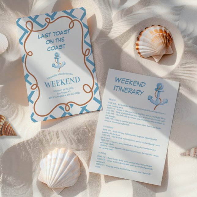 Nautic Anchor Bow Muster Bachelorette Weekend Einladung (Von Creator hochgeladen)